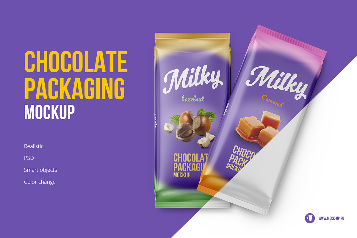 Two Chocolate bar mockup, a Packaging Mockup by easymock (Photo 1 of 6)