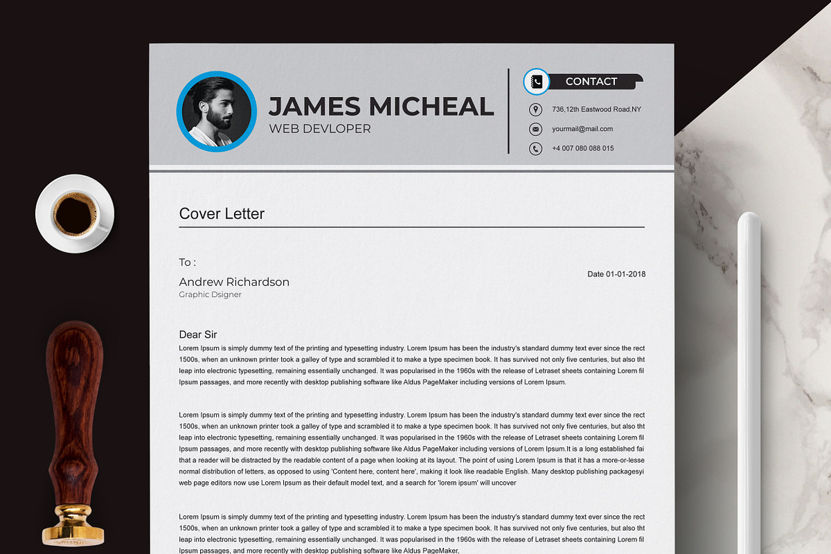 CV Template, a Resume Template by X-Type
