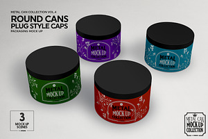 Round Cans Plug Metal Cap Mockup