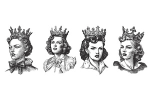Women in crown engraving. Woman, an Object Illustration by Stock-Smart-Start