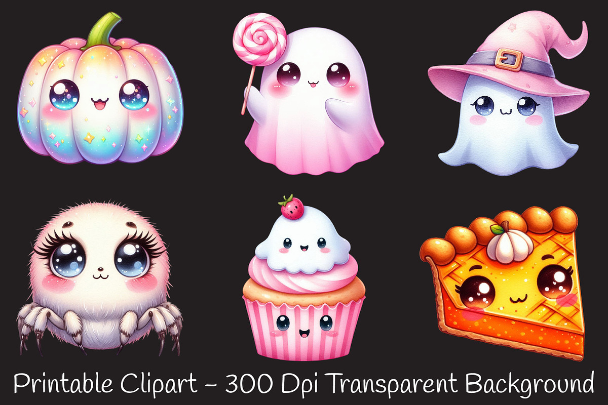 Kawaii Blush Halloween Stickers Pngs, an Illustration by RobertsArt (Photo 3 of 7)