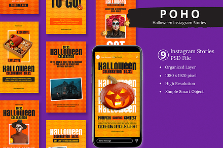 Halloween Instagram Story & Canva, a Social Media Template by Attype
