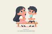 Boy and Girl Enjoying Ice Cream, a Person Illustration by Partikusi Design (Thumbnail 2 of 3)