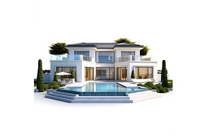 Modern luxury cottage isolated on, an Architecture Photo by Alena Stoyko design