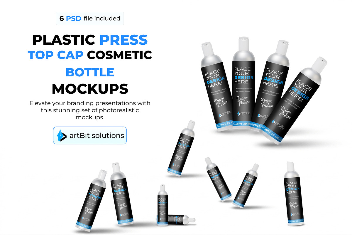 Spray & Shampoo Bottle Mockup Set, a Packaging Mockup by artBit Design Studio (Photo 1 of 7)