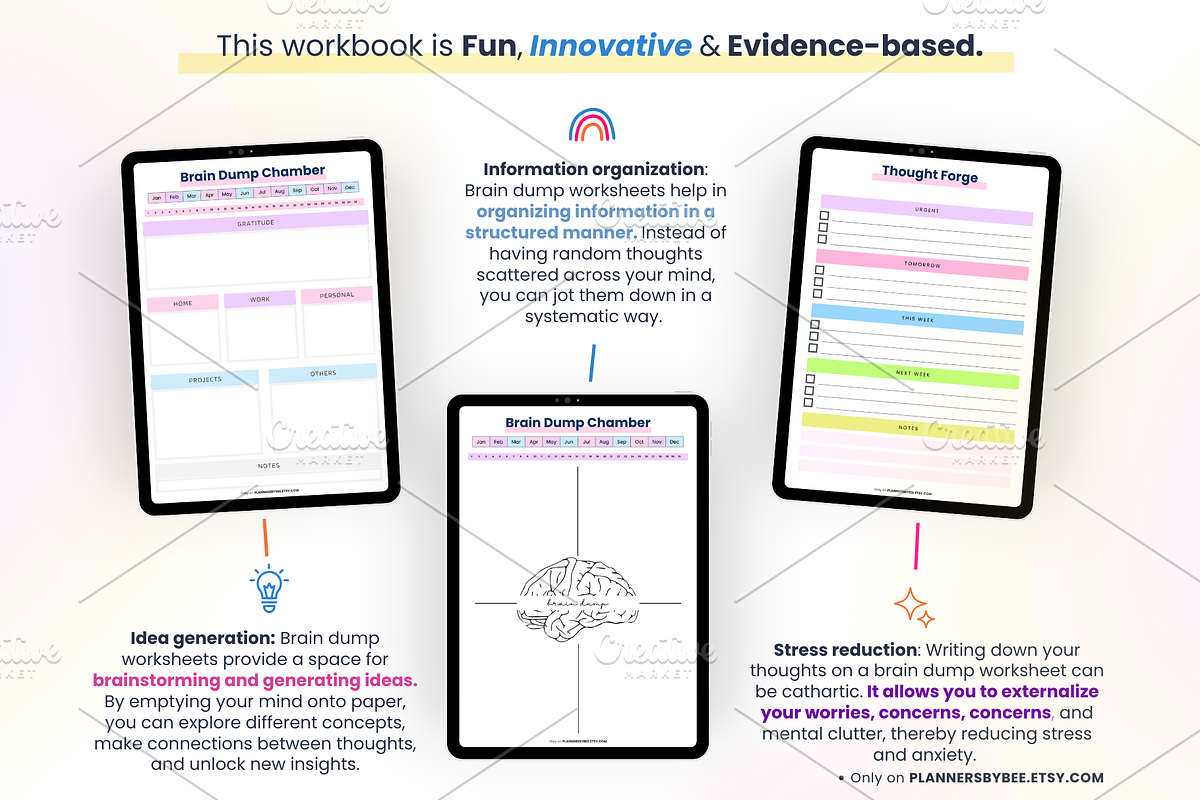 Brain Dump Printable ADHD Planner, a Print Template by PlannersByBee (Photo 2 of 3)