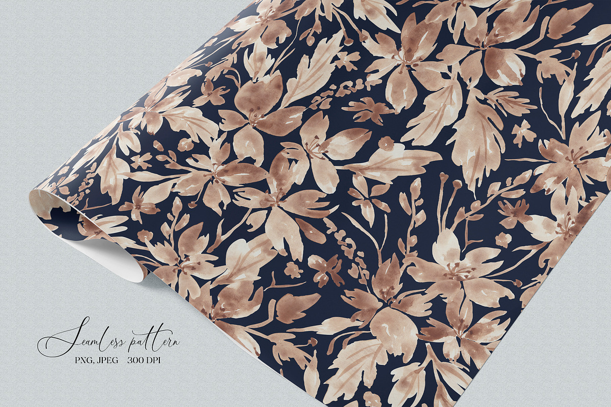 Mocha Mousse Floral pattern, a Pattern Graphic by SirenaArt (Photo 14 of 16)