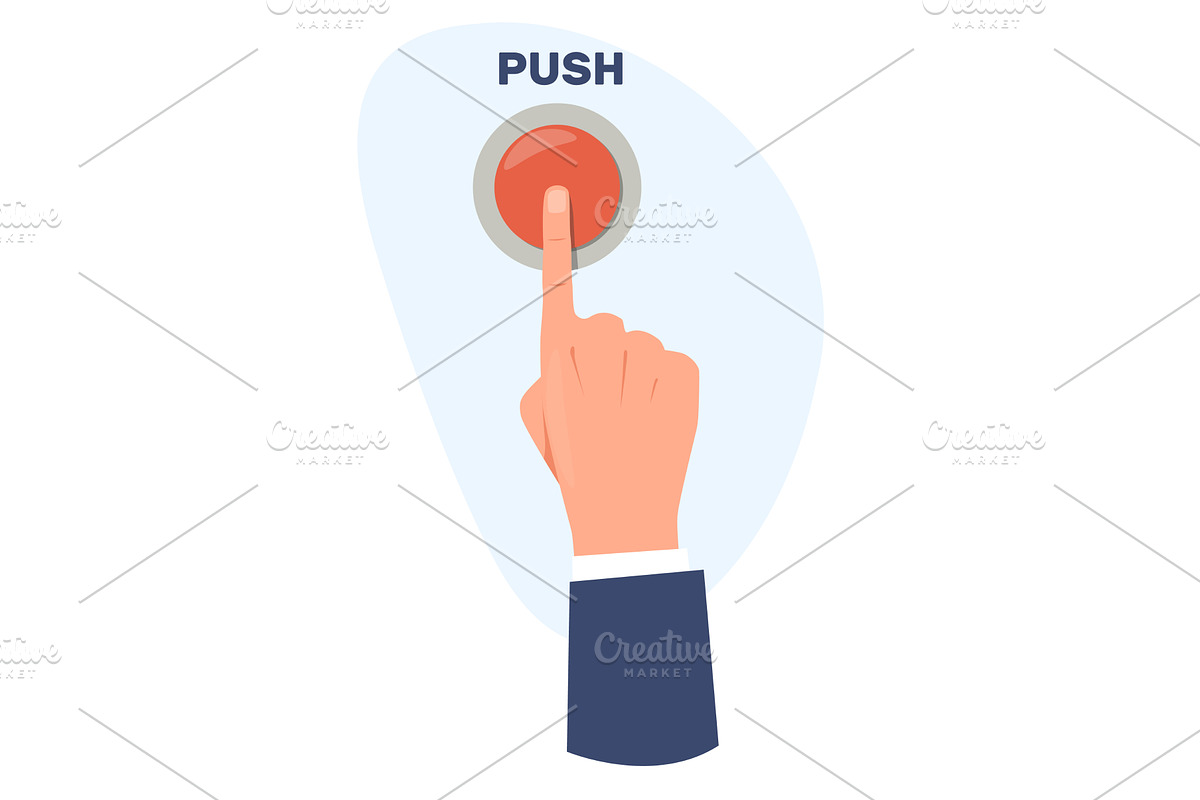Hand with index finger turns on big, a Technology Illustration by Vectorbuum