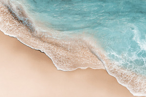 Aerial View of Turquoise Ocean Waves on Sandy Beach with Copy Sp, a Nature Photo by José Manuel Gelpi