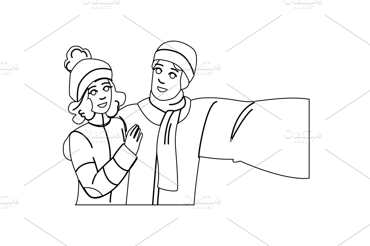 snow winter hike vector, a Person Illustration by pikepicture