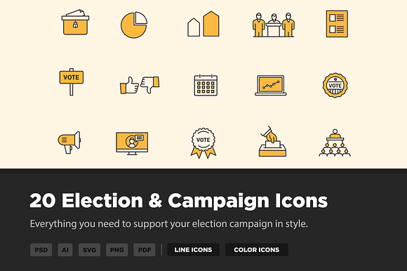 20 Election And Campaign Icons