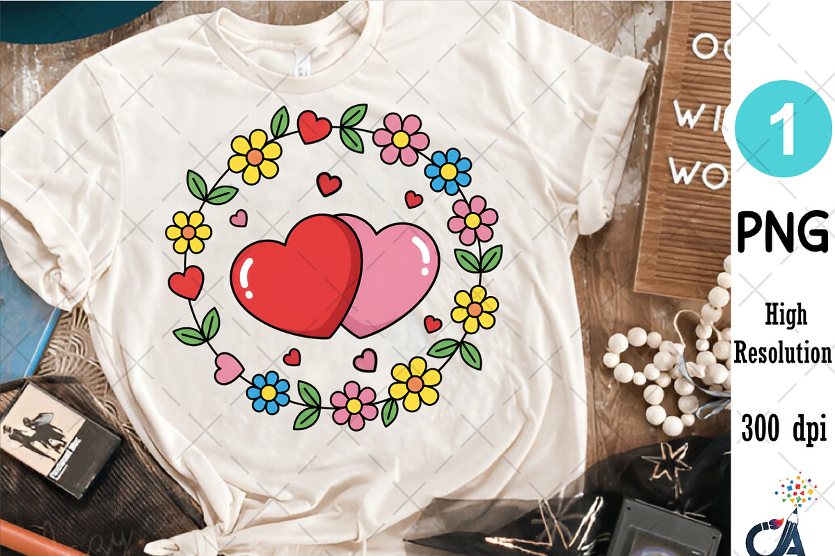 Valentine Heart & Floral Png, an Illustration by Creative Art (Photo 4 of 6)