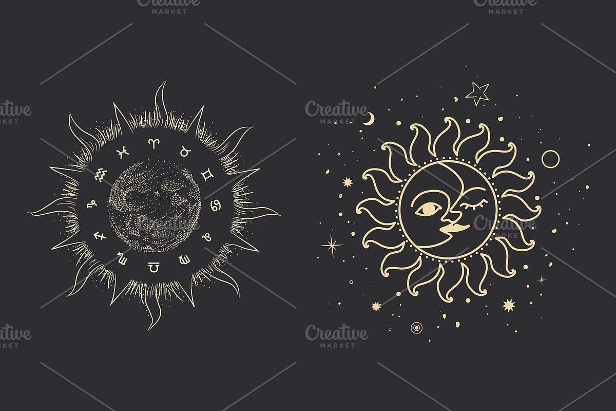 Cosmic signs and symbols, a Decorative Illustration by Chikovnaya (Photo 9 of 21)