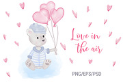 Teddy Bear Balloon Valentine's Card, an Animal Illustration by PawGraphic (Thumbnail 1 of 6)