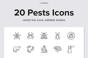 Pests Line Icons