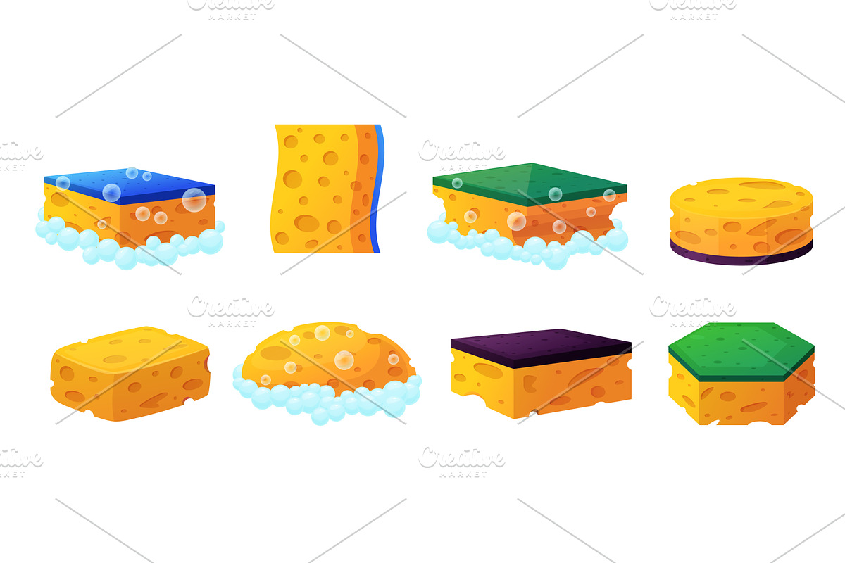 Yellow kitchen sponges. Kitchen, an Illustration by LadadikArt