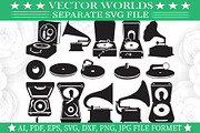 Gramophone SVG, Gramo phone SVG, an Object Graphic by VectorWorlds (Thumbnail 1 of 3)