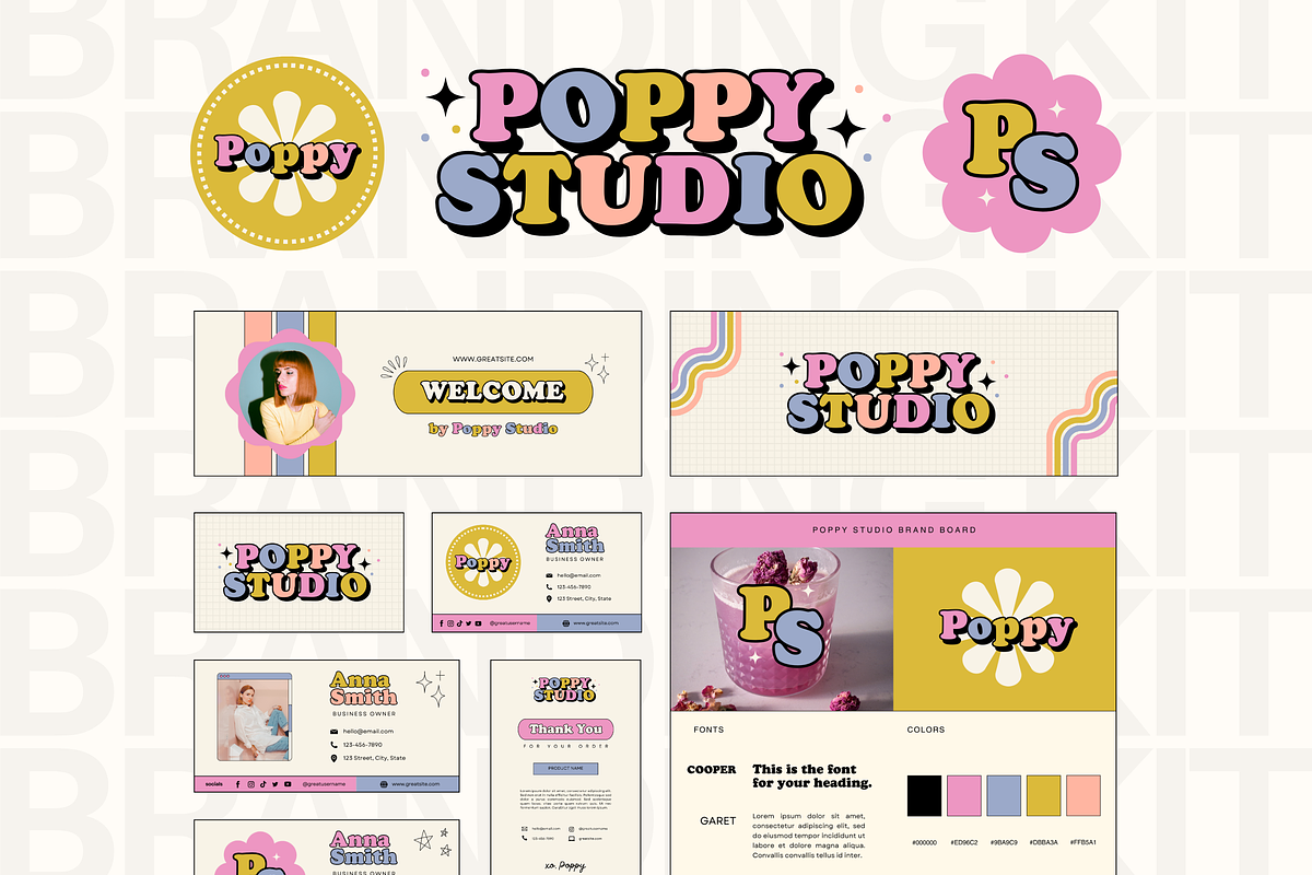 Canva Colorful Retro Branding Kit, a Branding & Logo Template by Branding Babe Co. (Photo 1 of 9)