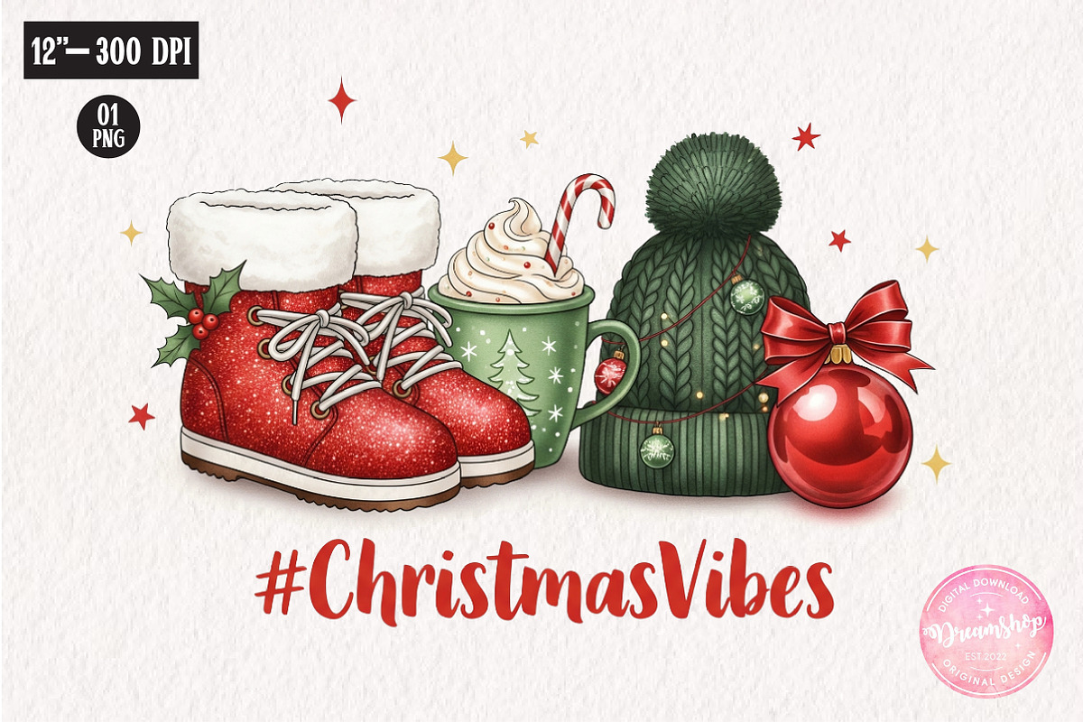 Christmas Vibes Cocoa Mug PNG, an Illustration by CreationArt (Photo 1 of 4)