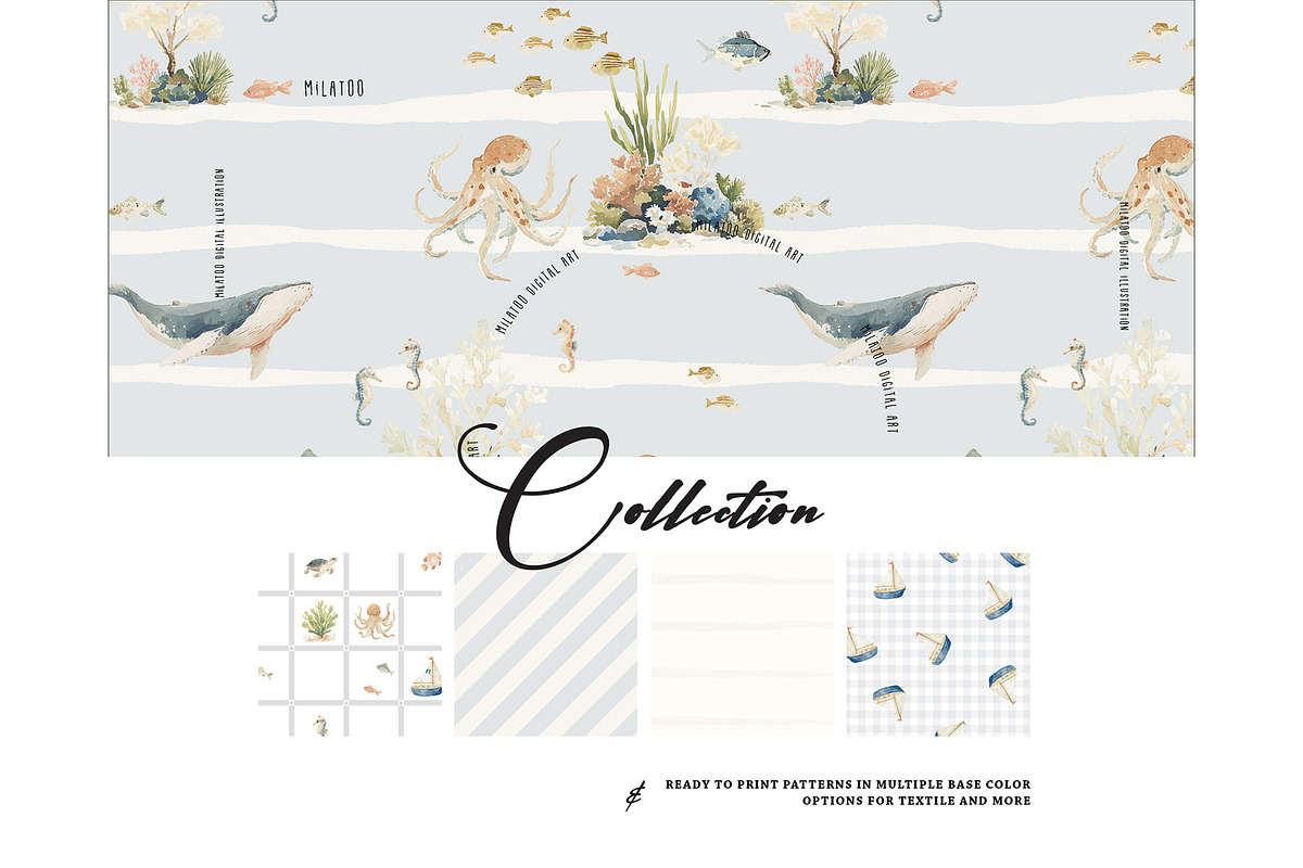Ocean pattern Animal Nursery, a Pattern Graphic by Milatoo (Photo 2 of 5)