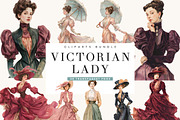 Victorian lady Clipart Bundle, a Person Illustration by BusyDaydesign (Thumbnail 1 of 9)