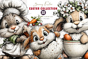 Whimsical Bunny Easter Clipart, an Illustration by CreationArt (Thumbnail 1 of 5)