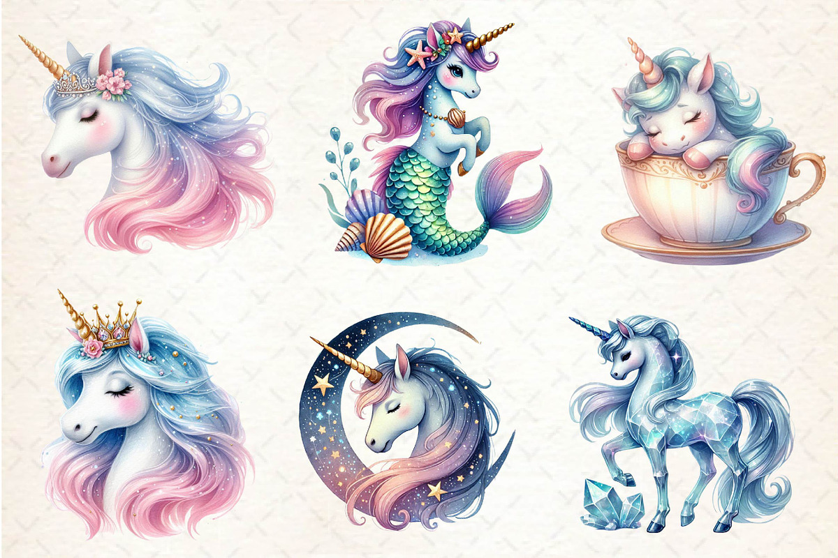 Fantasy Unicorn Clipart, an Illustration by CreationArt (Photo 2 of 5)