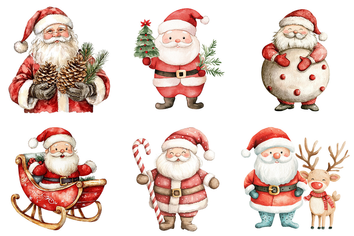 Cute Santa Claus Christmas Clipart, a Seasonal Illustration by CitraGraphics (Photo 5 of 7)