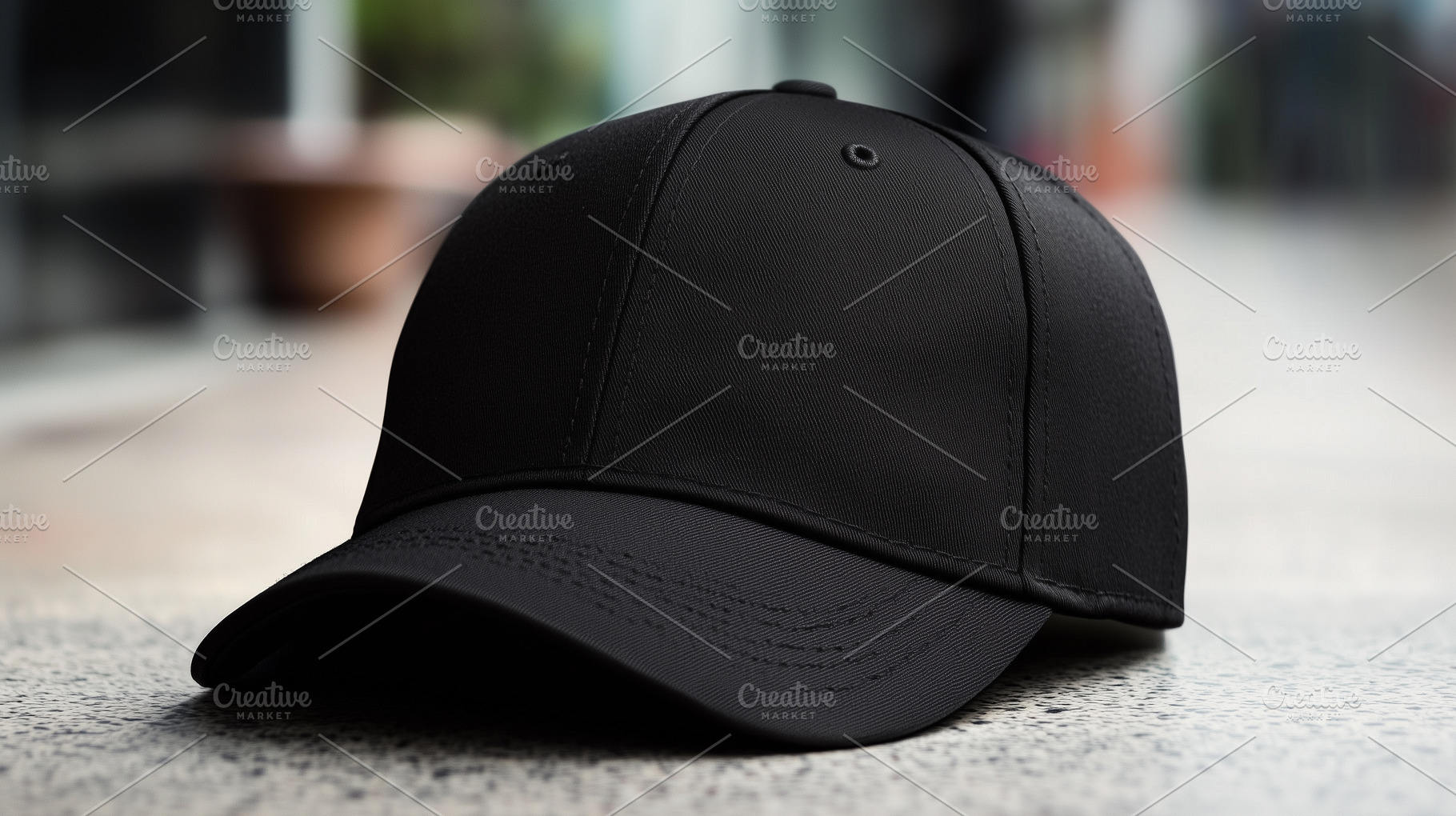 Black baseball cap mockup on blurred, a Beauty & Fashion Photo by MistyDay