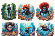 Watercolor Woman Diving Clipart, a Person Illustration by Design Scotch (Thumbnail 2 of 8)