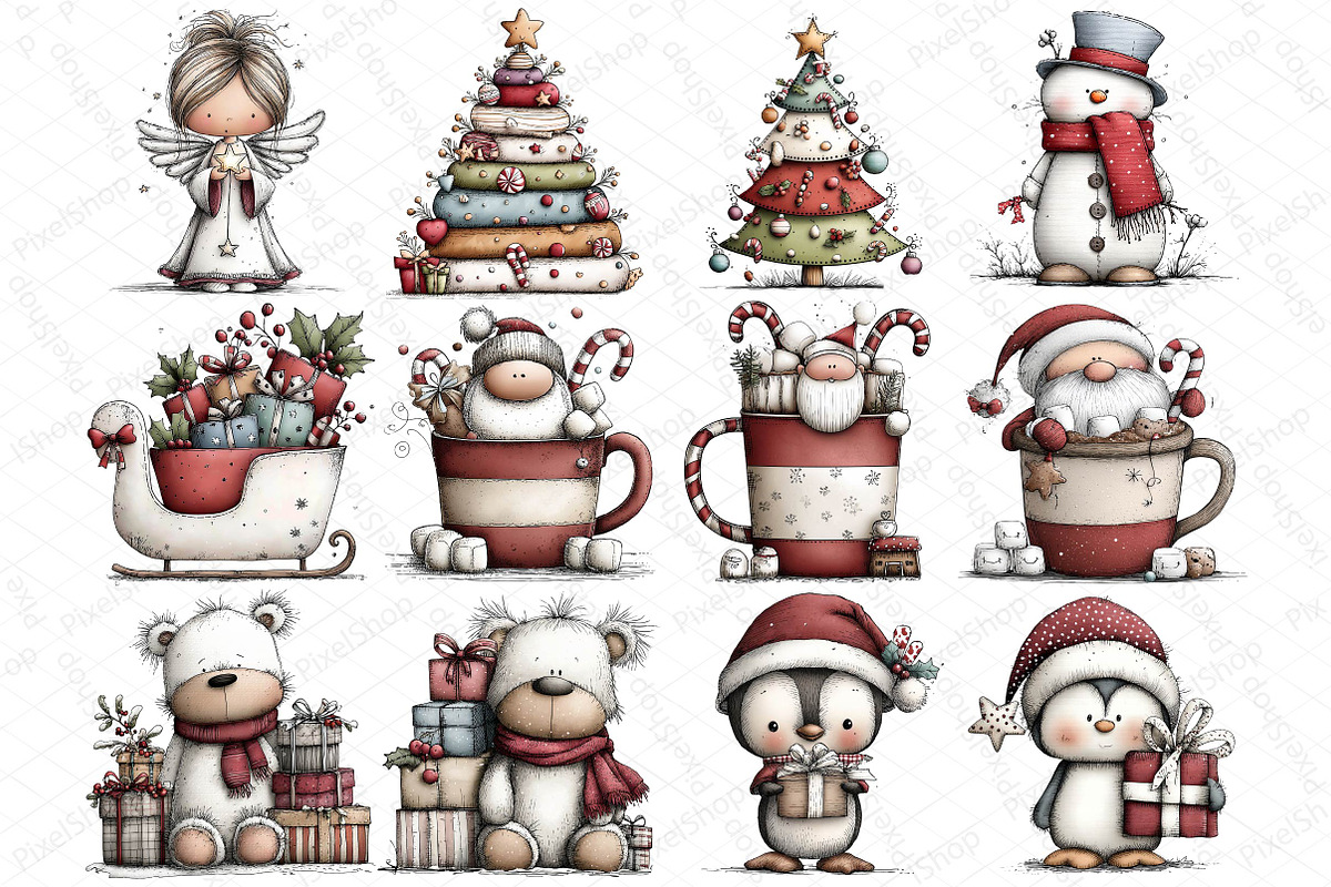 Whimsical Christmas Clipart Bundle, an Illustration by DreamPrint404 (Photo 3 of 6)