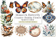 Monarch Butterfly Coaster Dahlia Flo, an Illustration by DreamArtGraphic (Thumbnail 1 of 4)