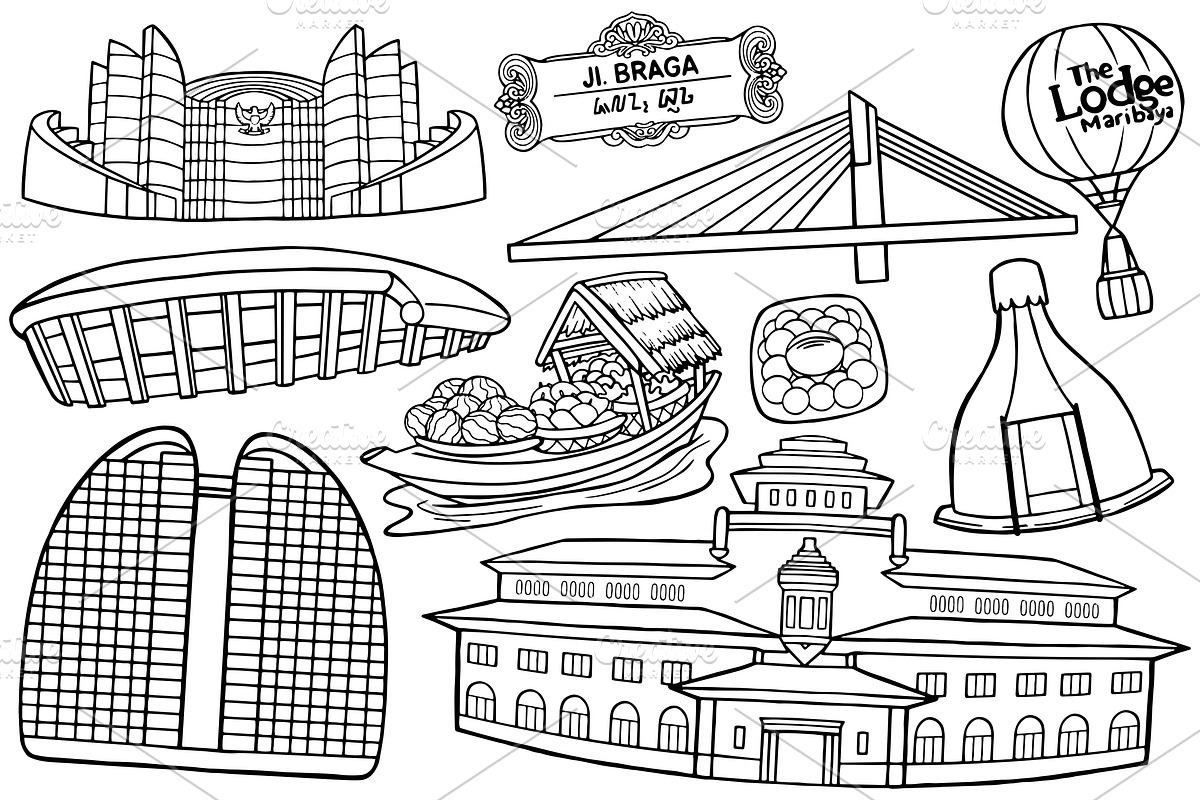 Bandung City Doodle Vector Pack, an Object Graphic by MEDZ (Photo 3 of 4)