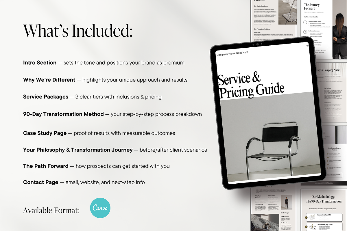 Service & Pricing Guide Template for Social Media Managers | Editable Canva Brochure preview 2