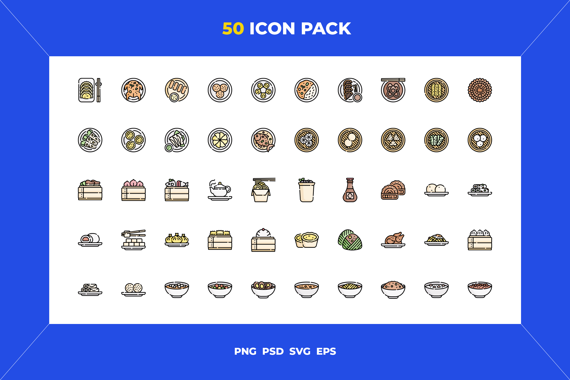 Chinese food icons, an Outline Icon by Wencory