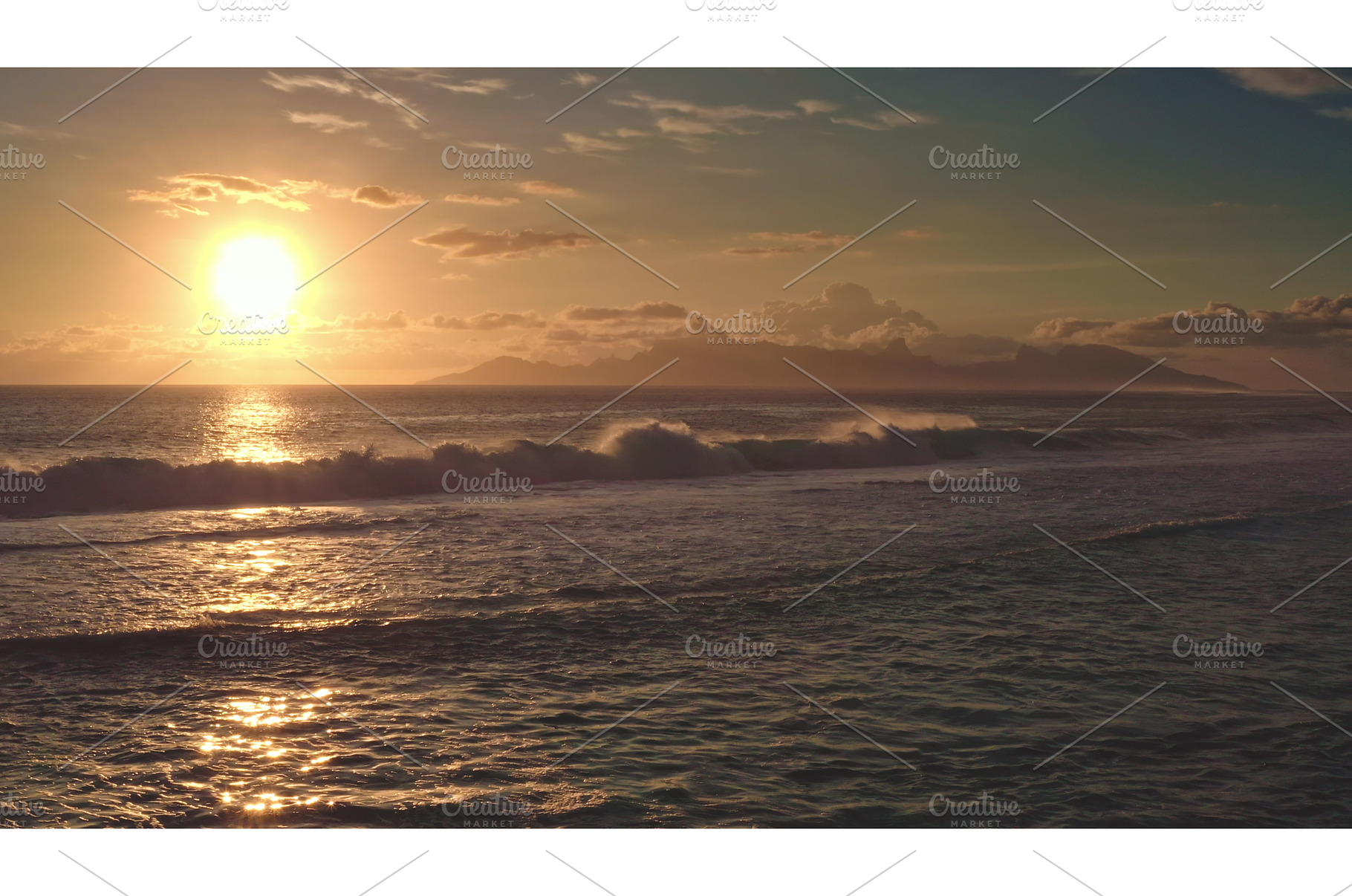 Bora Bora sunset illuminating ocean, a Nature Photo by Goinyk