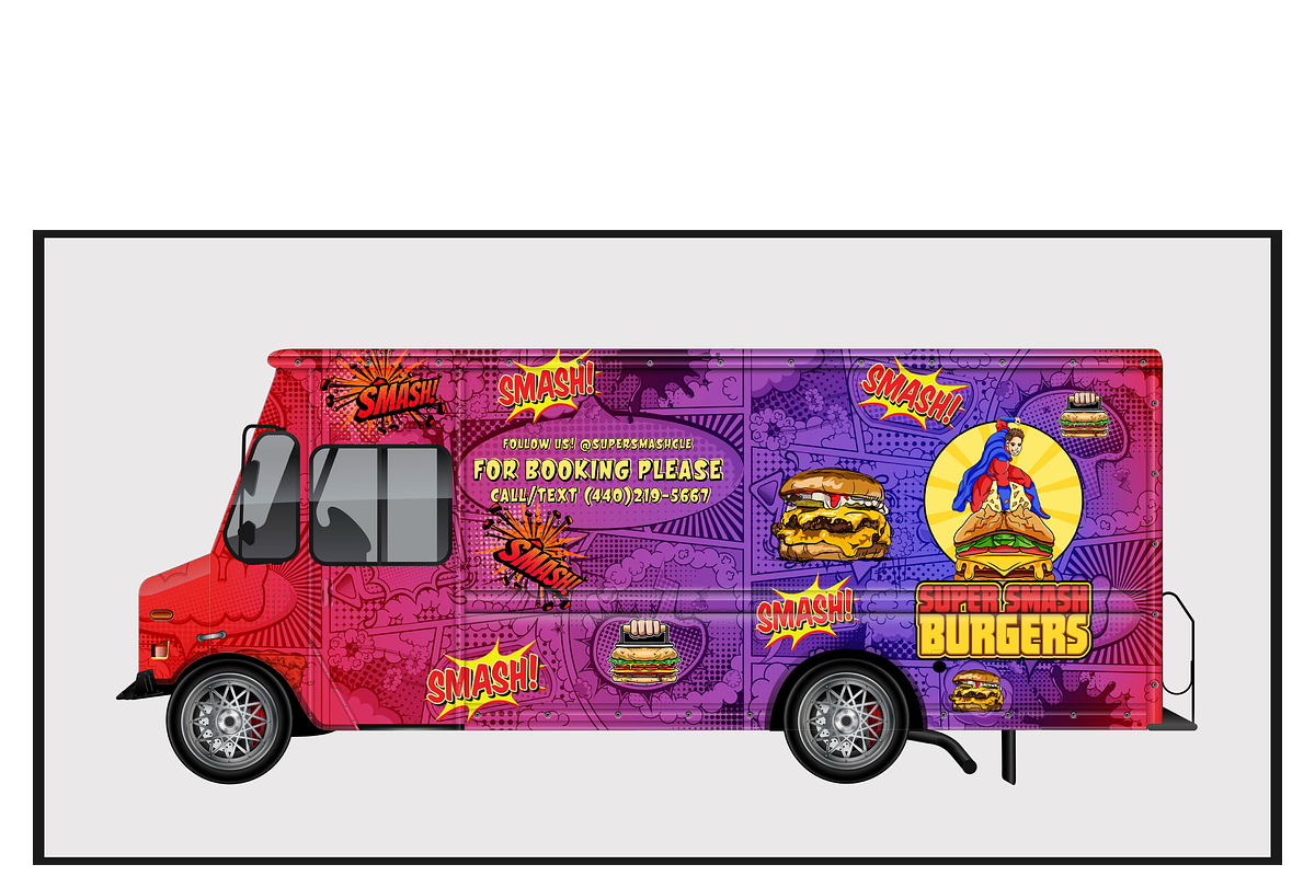 Super Smash Burgers Truck Design, a Food Illustration by CarWrap design (Photo 2 of 4)