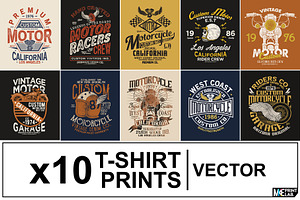 MOTORCYCLE CONCEPT TEE PRINT PACK, an Illustration by MKE Print Lab.