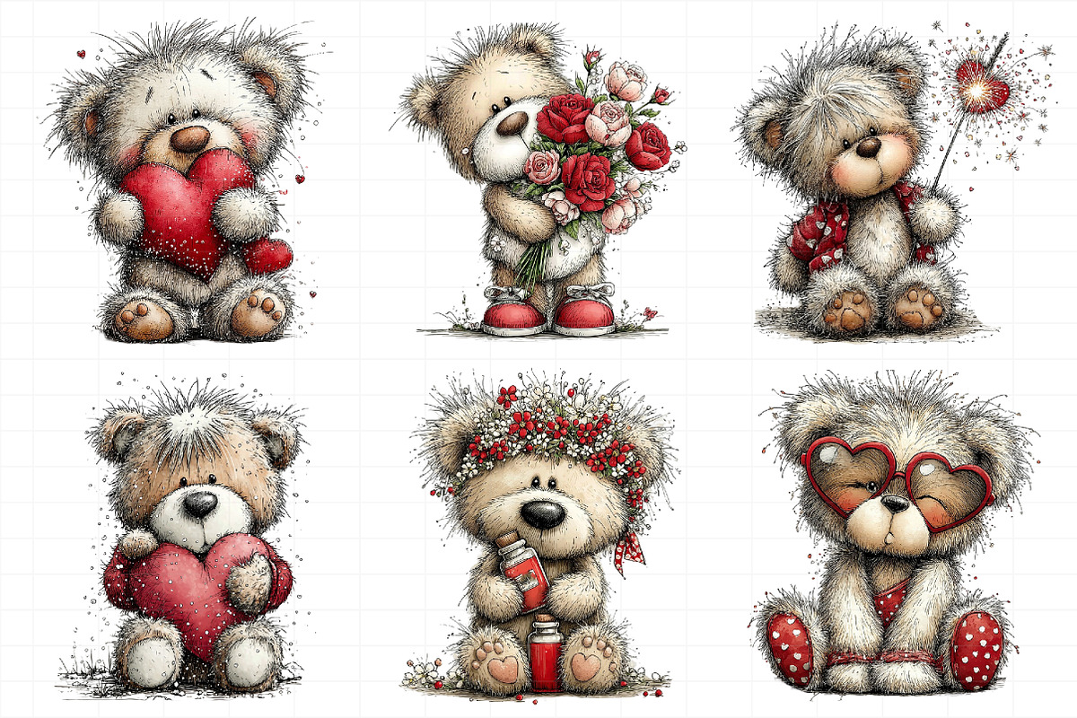 Valentine Teddy Bear Clipart, an Illustration by Daily.Designs (Photo 6 of 8)