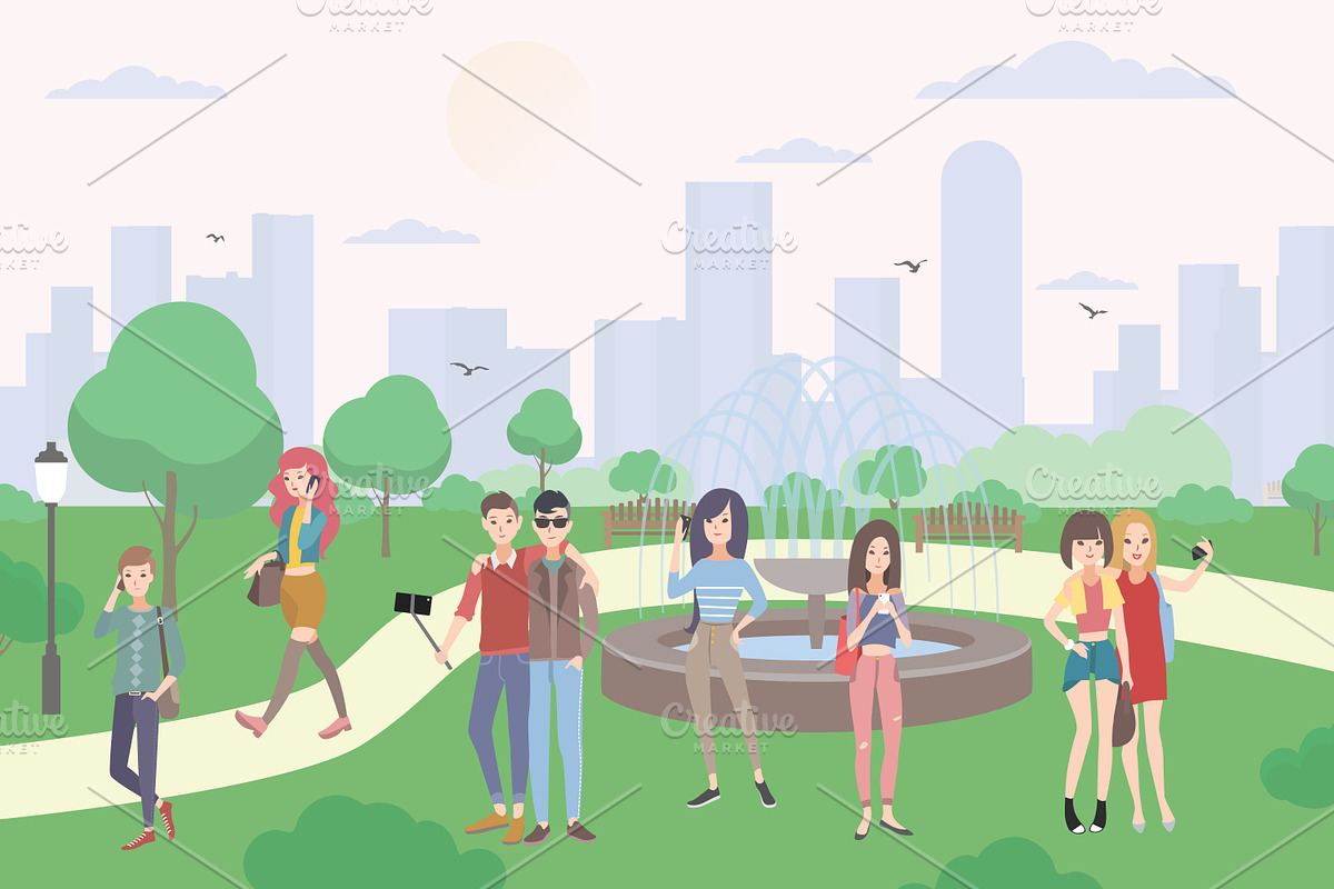 Young people with gadgets set, a Person Illustration by Good Studio (Photo 4 of 5)