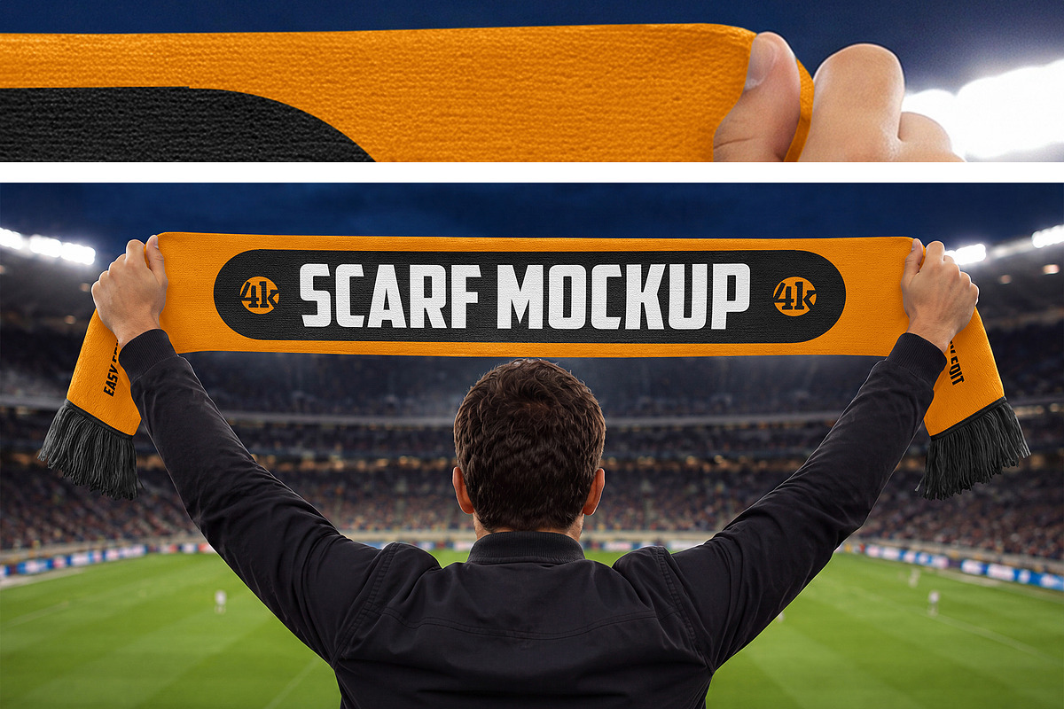 Soccer Scarf Mockup Set, a Merchandise Mockup by Country4k (Photo 4 of 5)