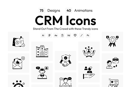 Animated Linear CRM Icons, an Icon by Vectors Market
