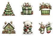 Cute Christmas Watercolor Clipart, an Illustration by designcity5 (Thumbnail 3 of 5)