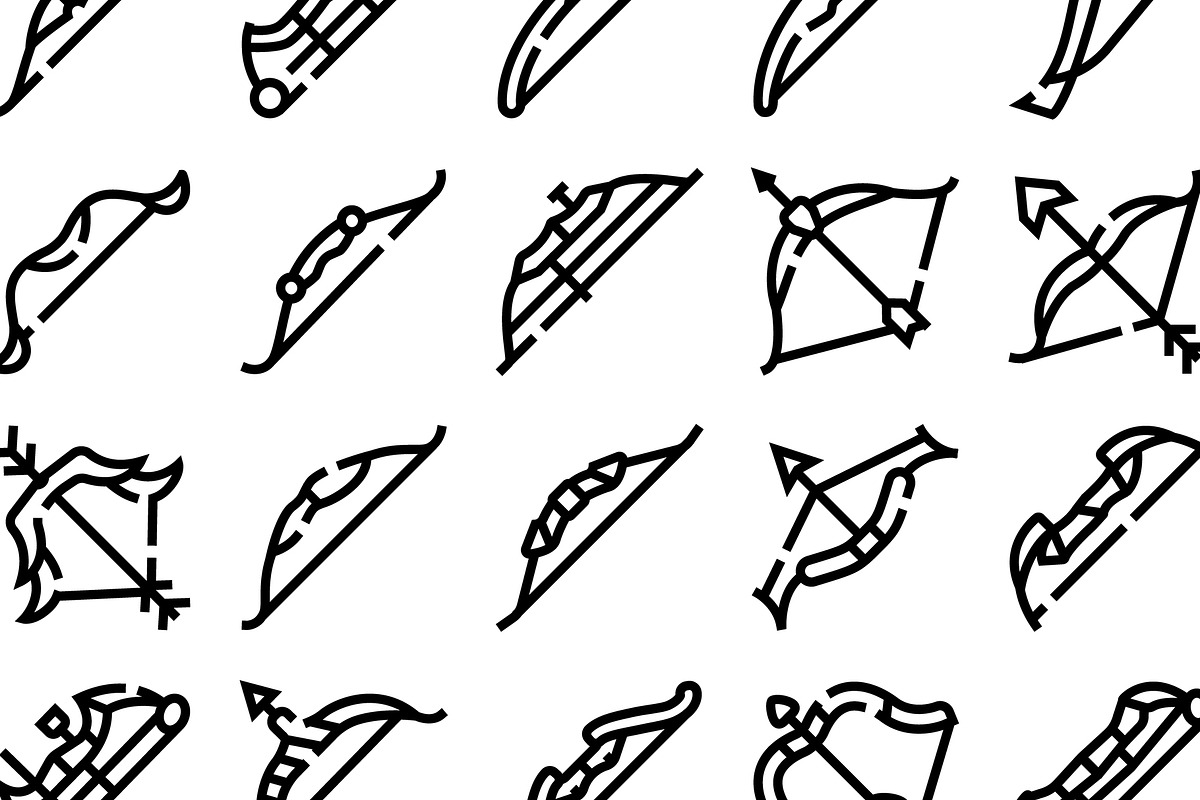 Archery bow and arrow outline icons, an Object Graphic by pikepicture (Photo 3 of 3)