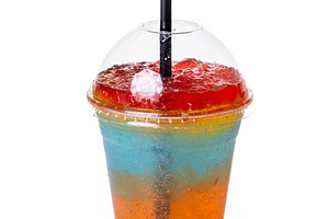 Colorful Frozen Slushie Drink in Plastic Cup, a Food & Drink Photo by etorres69