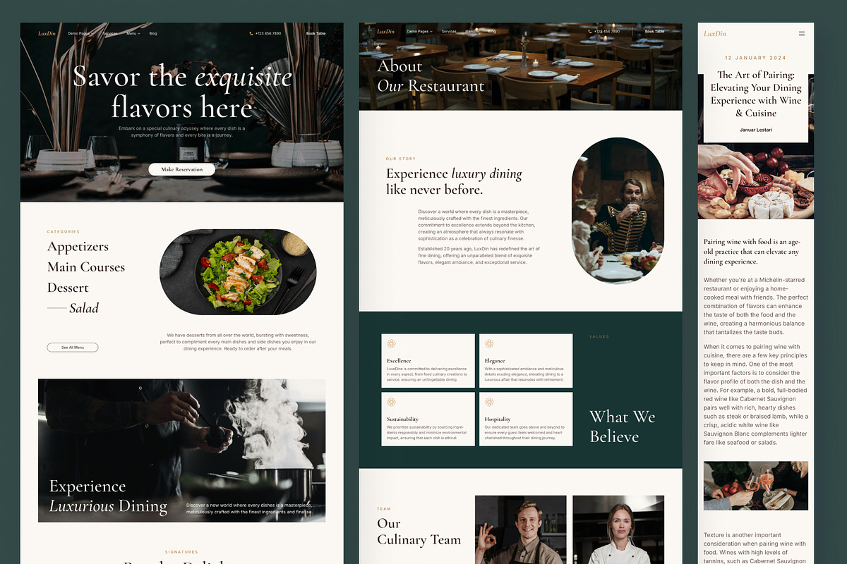 LuxDin - Restaurant Website Framer, a Websites & App Template by peterdraw (Photo 2 of 7)