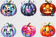 Halloween Pumpkin Iridescent Bundle, an Illustration by Black Bird Studio (Thumbnail 3 of 6)