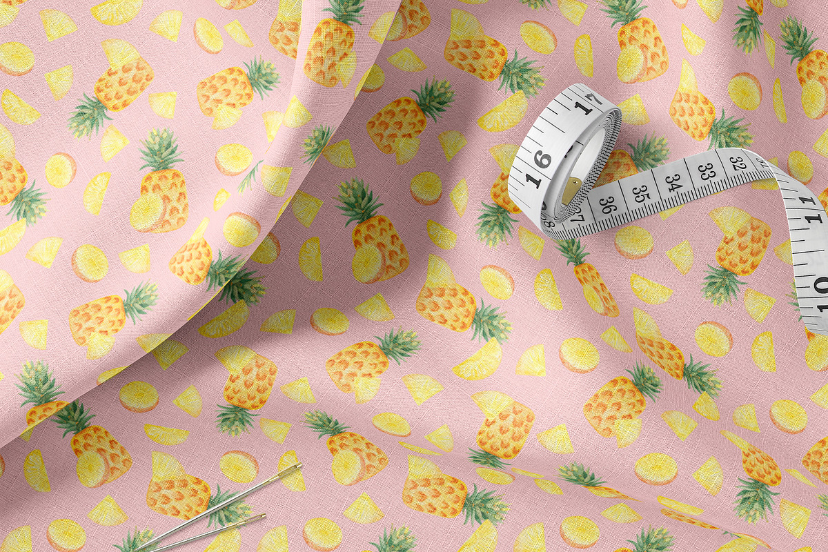 Watercolor Pineapple Patterns Set, a Pattern Graphic by Oksana Dovhopol Art (Photo 6 of 11)