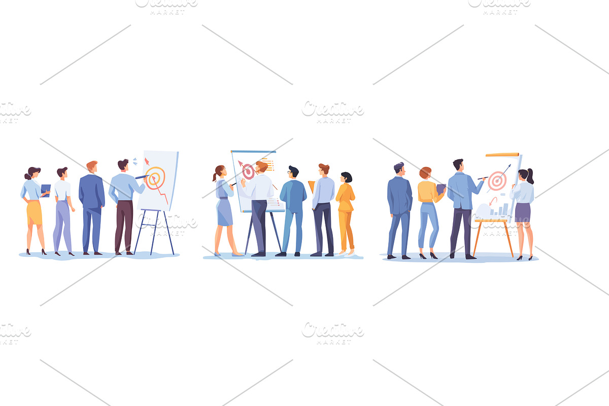 Team whiteboard presentation. Office, a Person Illustration by Stock-Smart-Start