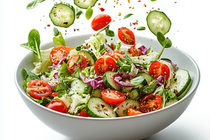 Fresh salad bowl with cucumbers toma, a Food & Drink Photo by Pixeness Studio